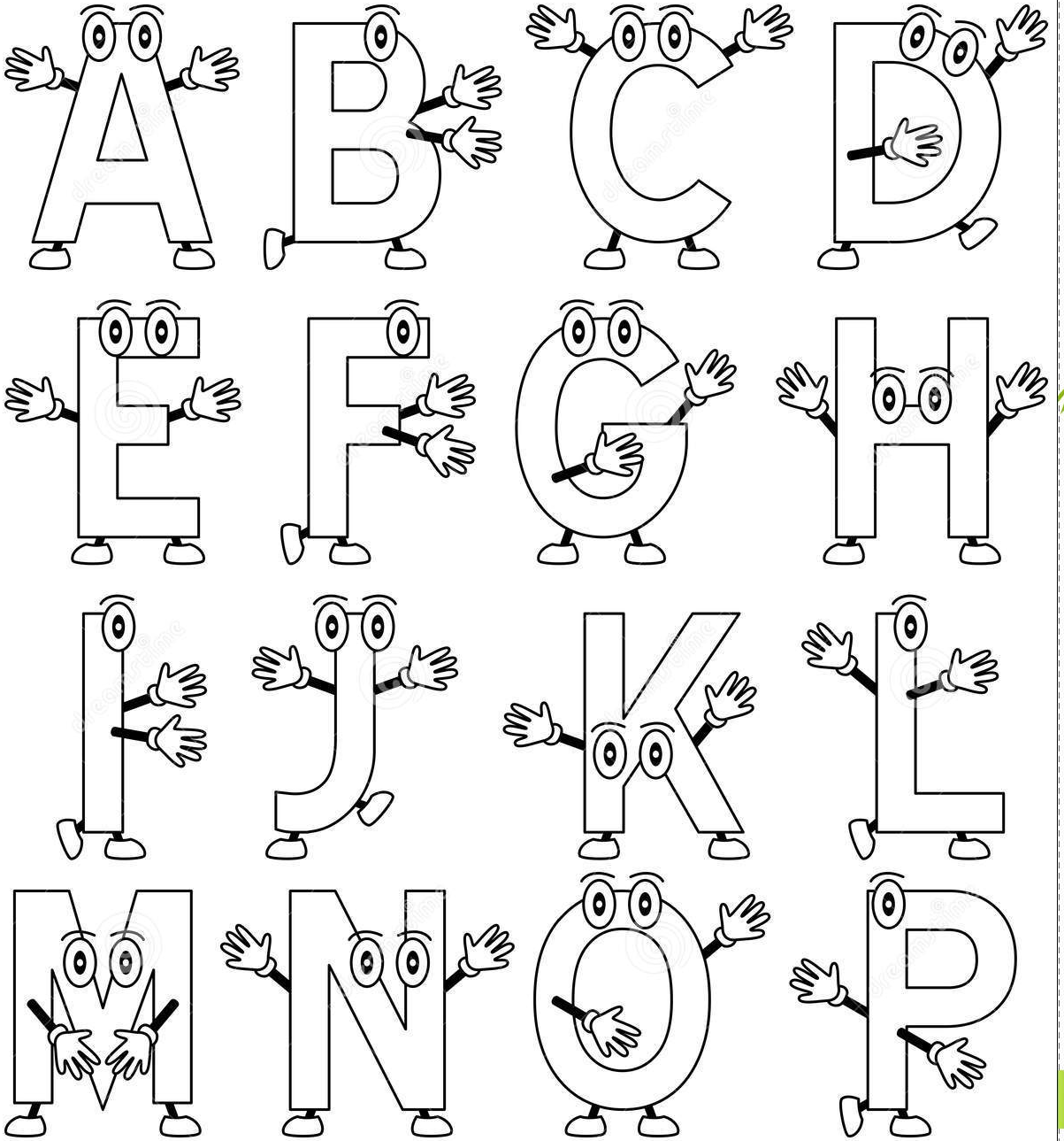 Веселый английский алфавит раскраска